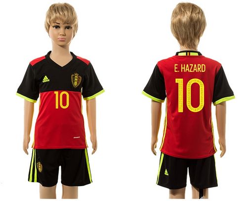 Belgium #10 E.Hazard Red Home Kid Soccer Country Jersey