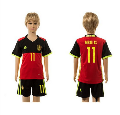 Belgium #11 Mirallas Red Home Kid Soccer Country Jersey