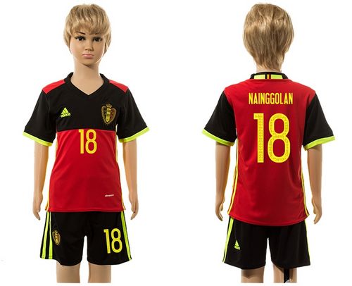 Belgium #18 Nainggolan Red Home Kid Soccer Country Jersey