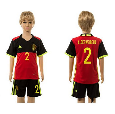 Belgium #2 Alderweireld Red Home Kid Soccer Country Jersey