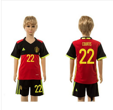 Belgium #22 Courtis Red Home Kid Soccer Country Jersey