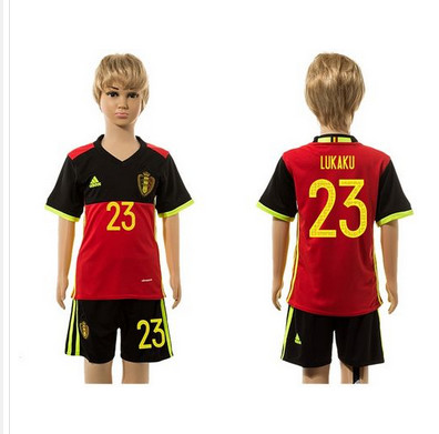 Belgium #23 Kukaku Red Home Kid Soccer Country Jersey