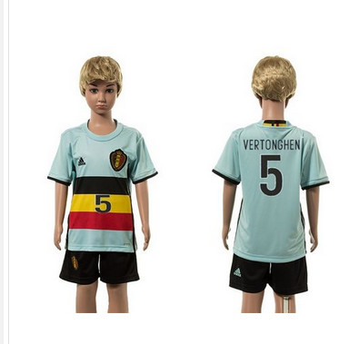 Belgium #5 Vertonghen Away Kid Soccer Country Jersey