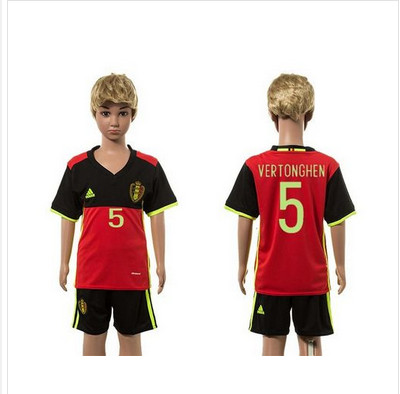 Belgium #5 Vertonghen Red Home Kid Soccer Country Jersey Belgium #5 Vertonghen Red Home Kid Soccer Country Jersey