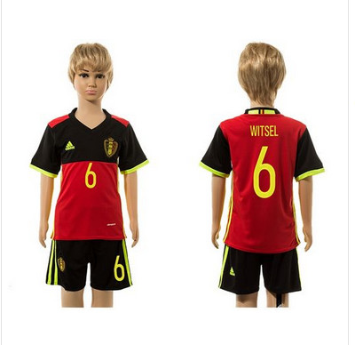 Belgium #6 Witsel Red Home Kid Soccer Country Jersey