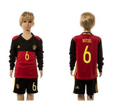 Belgium #6 Witsel Red Home Long Sleeves Kid Soccer Country Jersey