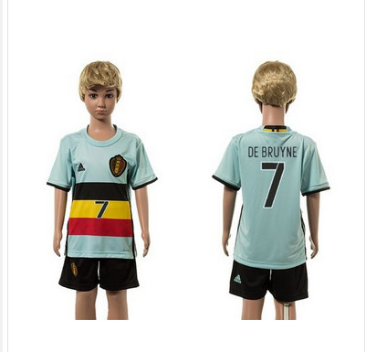 Belgium #7 De Bruyne Away Kid Soccer Country Jersey Belgium #7 De Bruyne Away Kid Soccer Country Jersey