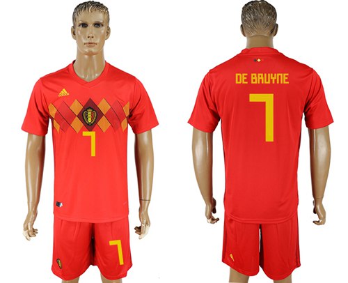Belgium #7 De Bruyne Red Soccer Country Jersey