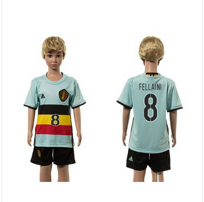 Belgium #8 Fellaini Away Kid Soccer Country Jersey