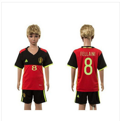 Belgium #8 Fellaini Red Home Kid Soccer Country Jersey