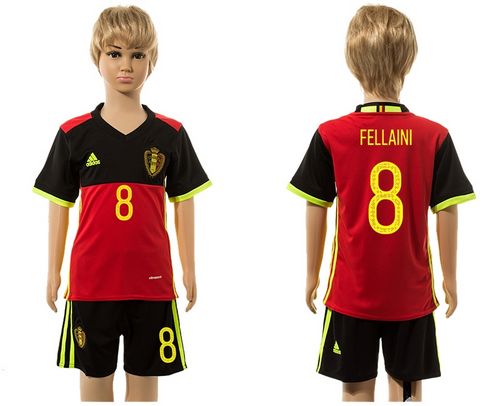 Belgium #8 Fellaini Red Home Kid Soccer Country Jersey