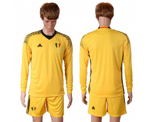 Belgium Blank Yellow Goalkeeper Long Sleeves Soccer Country Jersey Belgium Blank Yellow Goalkeeper Long Sleeves Soccer Country Jersey