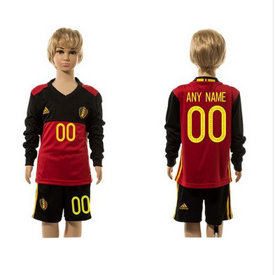 Belgium Personalized Home Long Sleeve Kid Soccer Country Jersey Belgium Personalized Home Long Sleeve Kid Soccer Country Jersey