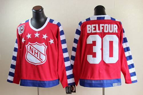 Youth Blackhawks #30 ED Belfour Red All Star CCM Throwback 75TH Stitched NHL Jersey