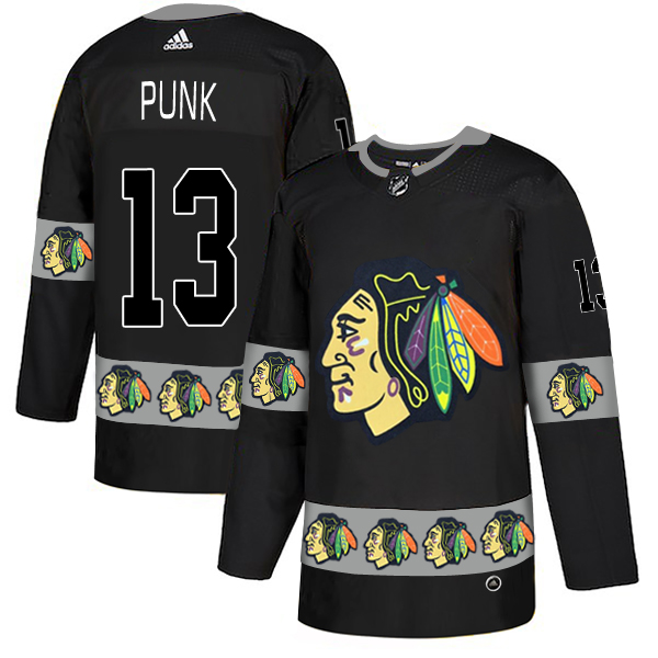 Blackhawks 13 CM Punk Black Team Logos Fashion Adidas Jersey Blackhawks 13 CM Punk Black Team Logos Fashion Adidas Jersey