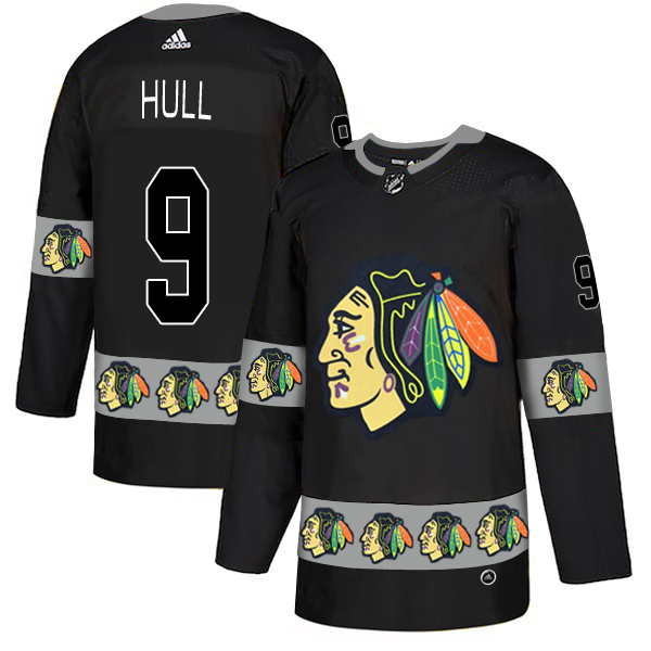 Blackhawks 9 Bobby Hull Black Team Logos Fashion Adidas Jersey Blackhawks 9 Bobby Hull Black Team Logos Fashion Adidas Jersey