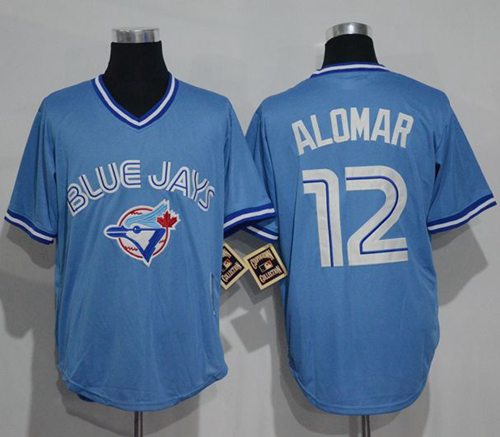 Blue Jays #12 Roberto Alomar Light Blue Cooperstown Throwback Stitched MLB Jersey Blue Jays #12 Roberto Alomar Light Blue Cooperstown Throwback Stitched MLB Jersey