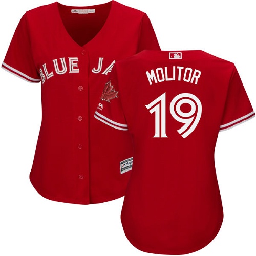 Blue Jays #19 Paul Molitor Red Canada Day Women's Stitched MLB Jersey Blue Jays #19 Paul Molitor Red Canada Day Women's Stitched MLB Jersey