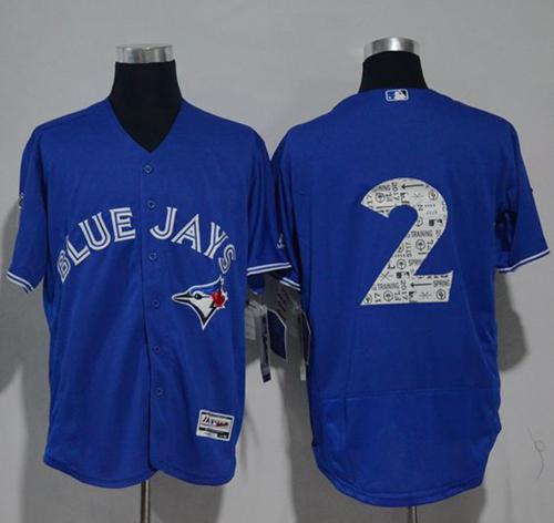 Blue Jays #2 Troy Tulowitzki Blue 2017 Spring Training Authentic FlexBase Stitched MLB Jersey