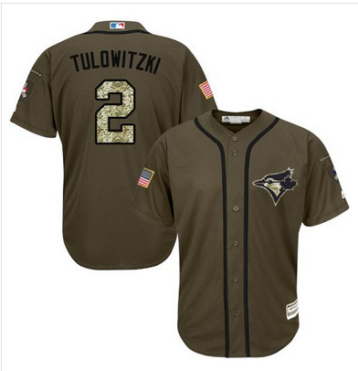 Blue Jays #2 Troy Tulowitzki Green Salute to Service Stitched MLB Jersey