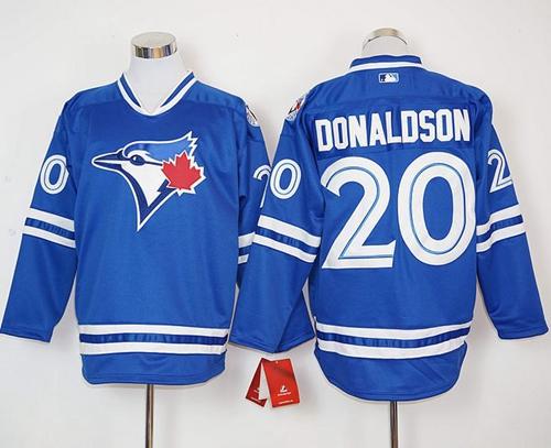 Blue Jays #20 Josh Donaldson Blue Long Sleeve Stitched MLB