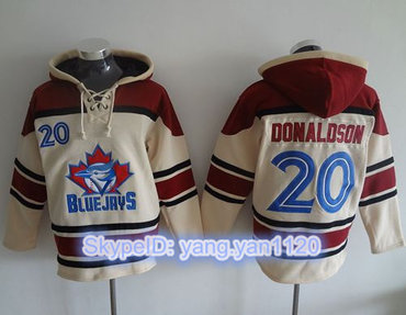 Blue Jays #20 Josh Donaldson Cream Sawyer Hooded Sweatshirt MLB Hoodie