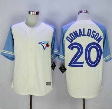 Blue Jays #20 Josh Donaldson CreamBlue Exclusive New Cool Base Stitched MLB Jersey