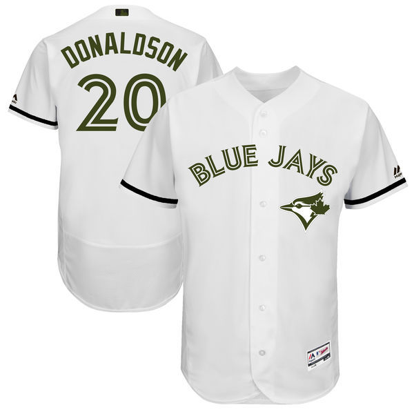 Blue Jays #20 Josh Donaldson White Men's 2017 Memorial Day Flexbase Player Jersey