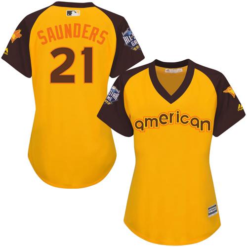 Blue Jays #21 Michael Saunders Gold 2016 All-Star American League Women's Stitched MLB Jersey Blue Jays #21 Michael Saunders Gold 2016 All-Star American League Women's Stitched MLB Jersey