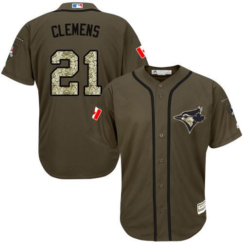 Blue Jays #21 Roger Clemens Green Salute to Service Stitched Youth MLB Jersey Blue Jays #21 Roger Clemens Green Salute to Service Stitched Youth MLB Jersey