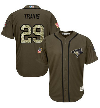 Blue Jays #29 Devon Travis Green Salute to Service Stitched MLB Jersey