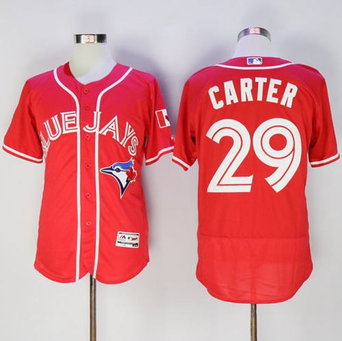 Blue Jays #29 Joe Carter Red Flexbase Authentic Collection Canada Day Stitched MLB Jersey Blue Jays #29 Joe Carter Red Flexbase Authentic Collection Canada Day Stitched MLB Jersey