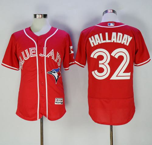 Blue Jays #32 Roy Halladay Red Flexbase Authentic Collection Canada Day Stitched MLB Jersey Blue Jays #32 Roy Halladay Red Flexbase Authentic Collection Canada Day Stitched MLB Jersey