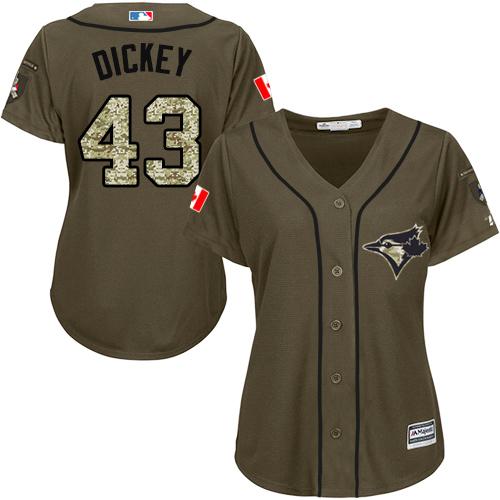 Blue Jays #43 R.A. Dickey Green Salute to Service Women's Stitched MLB Jersey Blue Jays #43 R.A. Dickey Green Salute to Service Women's Stitched MLB Jersey