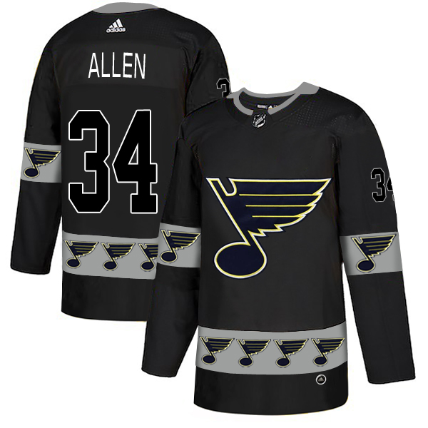 Blues 34 Jake Allen Black Team Logos Fashion Adidas Jersey Blues 34 Jake Allen Black Team Logos Fashion Adidas Jersey