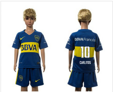 Boca Juniors #10 Carlitos Home Kid Soccer Club Jersey Boca Juniors #10 Carlitos Home Kid Soccer Club Jersey