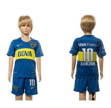 Boca Juniors #10 Carlitos Home Kid Soccer Club Jersey