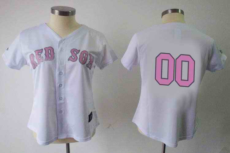 Boston Red Sox Blank White Women Custom Jerseys Boston Red Sox Blank White Women Custom Jerseys