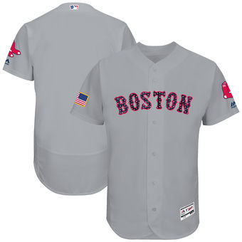Boston Red Sox Majestic 2017 Stars & Stripes Authentic Collection FlexBase Team Jersey - Gray
