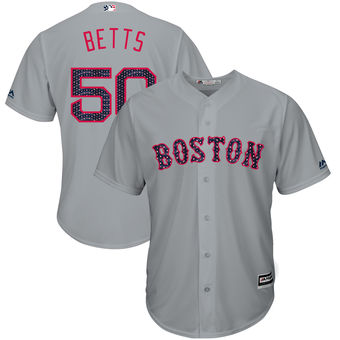 Boston Red Sox Mookie Betts Majestic 2017 Stars & Stripes Cool Base Player Jersey - Gray