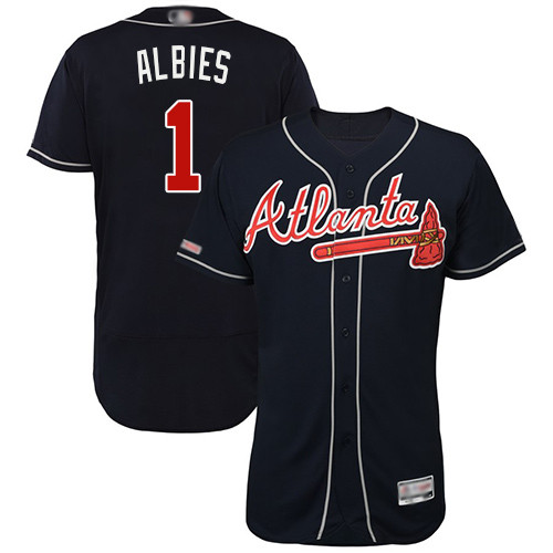 Braves #1 Ozzie Albies Navy Blue Flexbase Authentic Collection Stitched Baseball Jersey Braves #1 Ozzie Albies Navy Blue Flexbase Authentic Collection Stitched Baseball Jersey