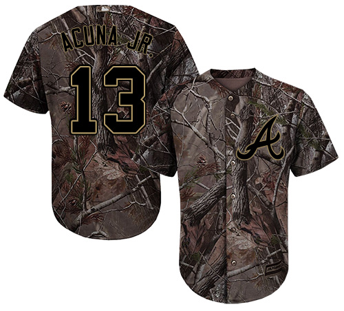 Braves #13 Ronald Acuna Jr. Camo Realtree Collection Cool Base Stitched Baseball Jersey