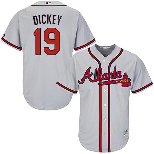 Braves #19 R.A. Dickey Grey Cool Base Stitched Youth MLB Jersey