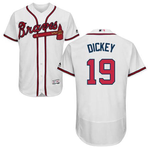 Braves #19 R.A. Dickey White Flexbase Authentic Collection Stitched MLB Jersey Braves #19 R.A. Dickey White Flexbase Authentic Collection Stitched MLB Jersey