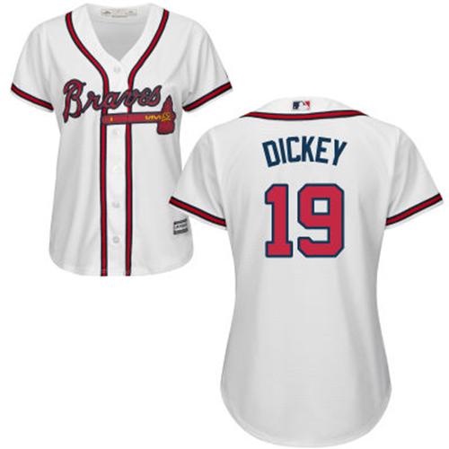 Braves #19 R.A. Dickey White Home Women's Stitched MLB Jersey Braves #19 R.A. Dickey White Home Women's Stitched MLB Jersey