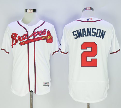 Braves #2 Dansby Swanson White Flexbase Authentic Collection Stitched MLB Jersey Braves #2 Dansby Swanson White Flexbase Authentic Collection Stitched MLB Jersey