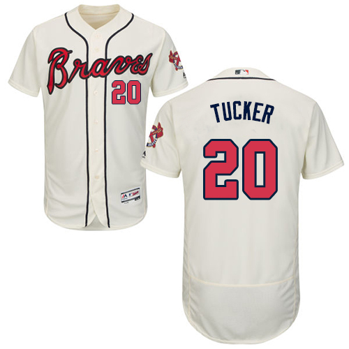Braves #20 Preston Tucker Cream Flexbase Authentic Collection Stitched Baseball Jersey