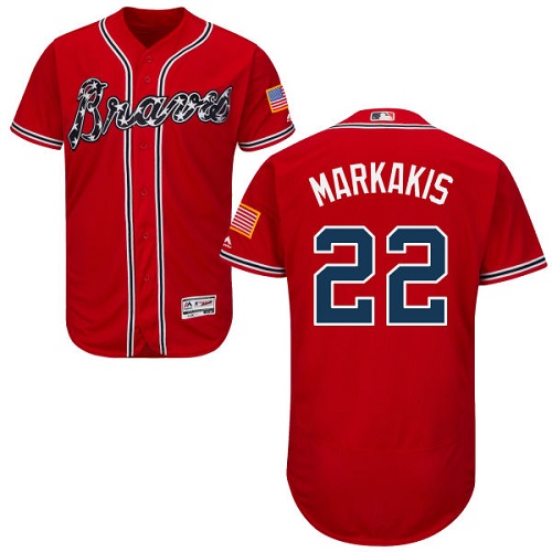 Braves #22 Nick Markakis Red Flexbase Authentic Collection Stitched MLB Jersey Braves #22 Nick Markakis Red Flexbase Authentic Collection Stitched MLB Jersey