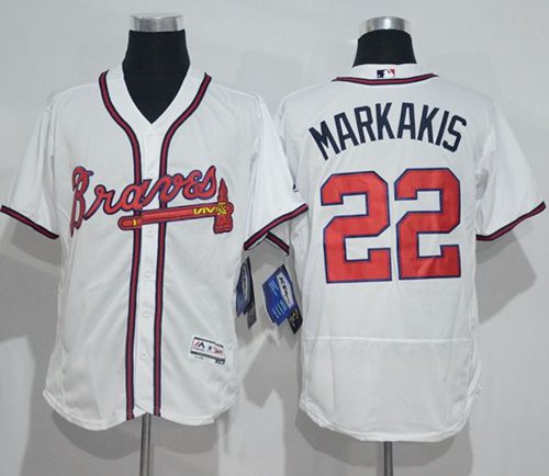 Braves #22 Nick Markakis White Flexbase Authentic Collection Stitched MLB Jersey Braves #22 Nick Markakis White Flexbase Authentic Collection Stitched MLB Jersey