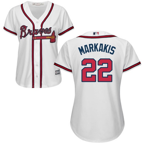 Braves #22 Nick Markakis White Home Women's Stitched MLB Jersey Braves #22 Nick Markakis White Home Women's Stitched MLB Jersey